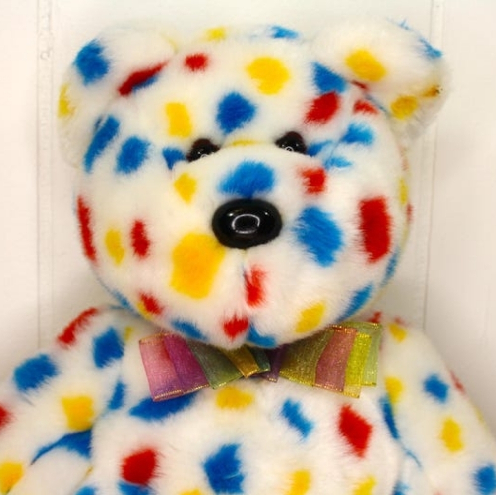 Vintage 1999 Confetti Squares Ty Beanie Buddy BEAR plushie toy bear stuffy - Picture 2 of 6